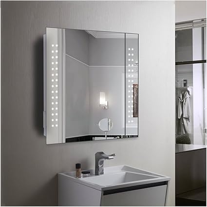 60 Led Illuminated Bathroom Mirror Cabinet With Motion Sensor Demister Pad And Shaver Socket Amazon Co Uk Kitchen Home
