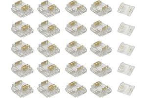 Biantie La 3-Pin 12mm COB LED Strip Connector Kit - 25 Pack Solderless Gapless Clips for Strip-to-Wire and Strip-to-Strip Joi