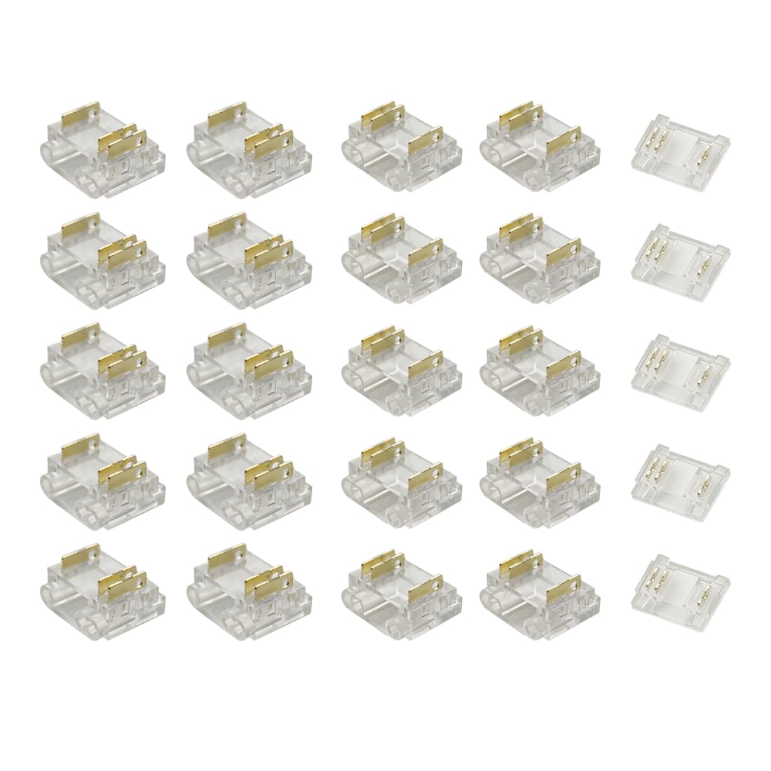 Masterwon 3-Pin 12mm COB LED Strip Connector Kit - 25 Pack Solderless Gapless Clips for Strip-to-Wire Joints | Compatible with CCT COB Light Strips 22 AWG