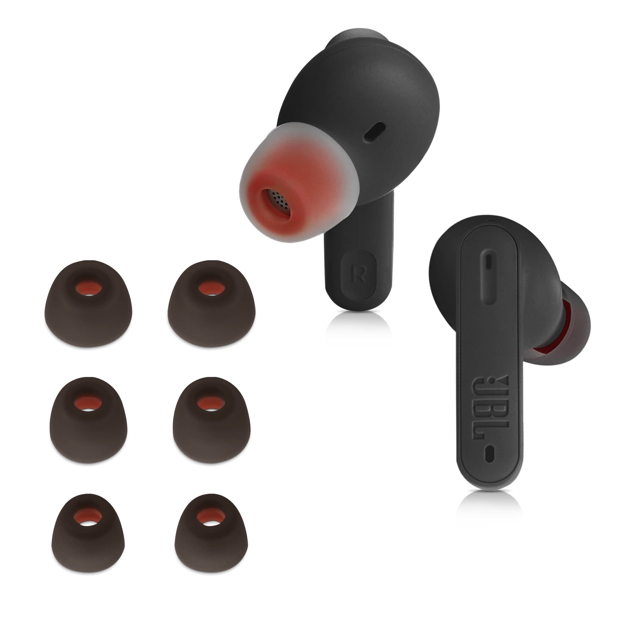 kwmobile 6x Replacement Ear Tips Compatible with JBL Tune 230 NC TWS / T230NC - Silicone Tips for Earphones - Black