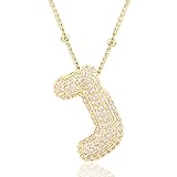 CCINPPY Letter Necklace, 14k Gold Plated Bubble