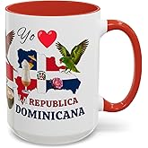 Yo Amo La Republica Dominicana (I Love the Dominican Republic) 15 oz Coffee Mug - Gift -Birthdays, Christmas; Regalo Navidad - Tea Cup (Red Handle)