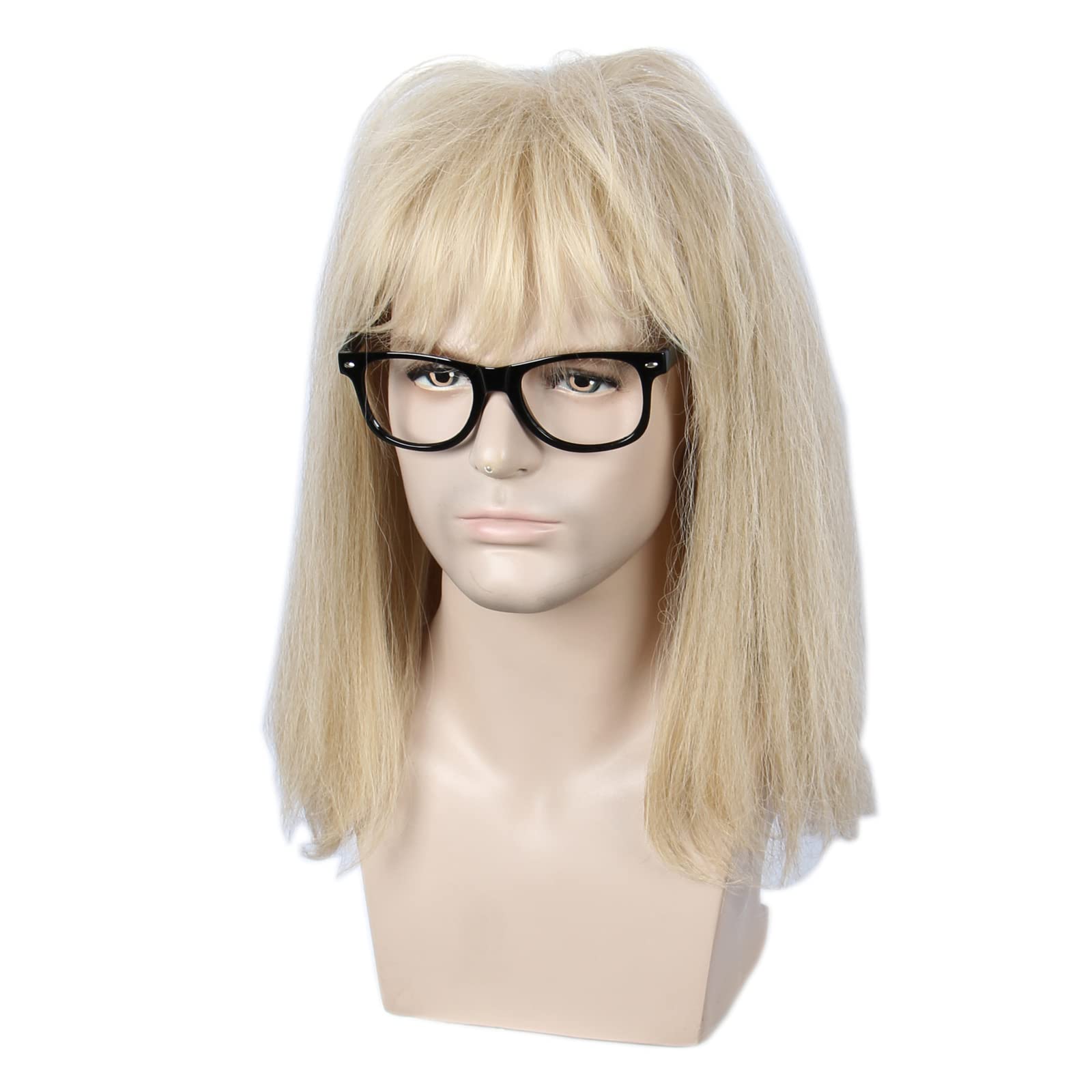 Photo 1 of Linfairy 80s Heavy Metal Halloween Mullet Fancy Dress Punk Wig with Glasses frame