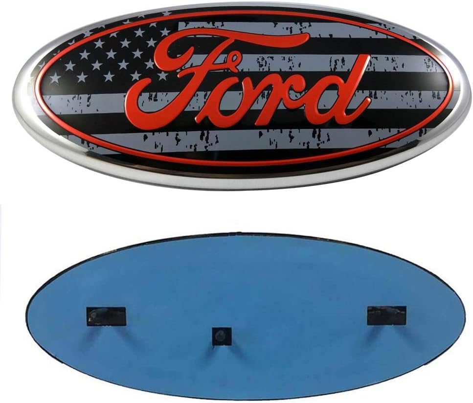 2004-2014 F150 Front Grille Tailgate Emblem Compatible With Ford, Oval 9"X3.5", American Flag Decal Badge Nameplate Also Fits for 04-14 F250 F350, 11-14 Edge, 11-16 Explorer, 06-11 Ranger