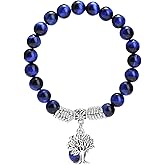 TUMBEELLUWA Beaded Bracelets Semi Precious Stone Yoga Beads Crystals Tree Charm Chakra Bracelet Handmade Jewelry for Women