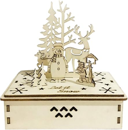 Centrotavola Natalizi Amazon.Garneck Centrotavola Natalizio In Legno Ornamenti Natalizi Carillon Musica Leggera Led Accendi Pupazzo Di Neve Regalo Decorazione Natalizia Amazon It Casa E Cucina