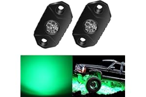 4WDKING Green LED Rock Lights, 2 Pods IP68 Waterproof Underbody Glow Trail Rig Lamp LED Neon Lights for Truck Jeep Off Road Truck Car Boat ATV SUV Motorcycle