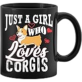 PUHEI Just A Girl Who Loves Corgis 11 Ounces Ceramic Mug Cup, Cute Corgi Dog Coffee Tea Mug Cup, Home Girls Room Office Decor, Christmas Birthday Gifts for Dog Lovers Corgi Mom Owner Girls