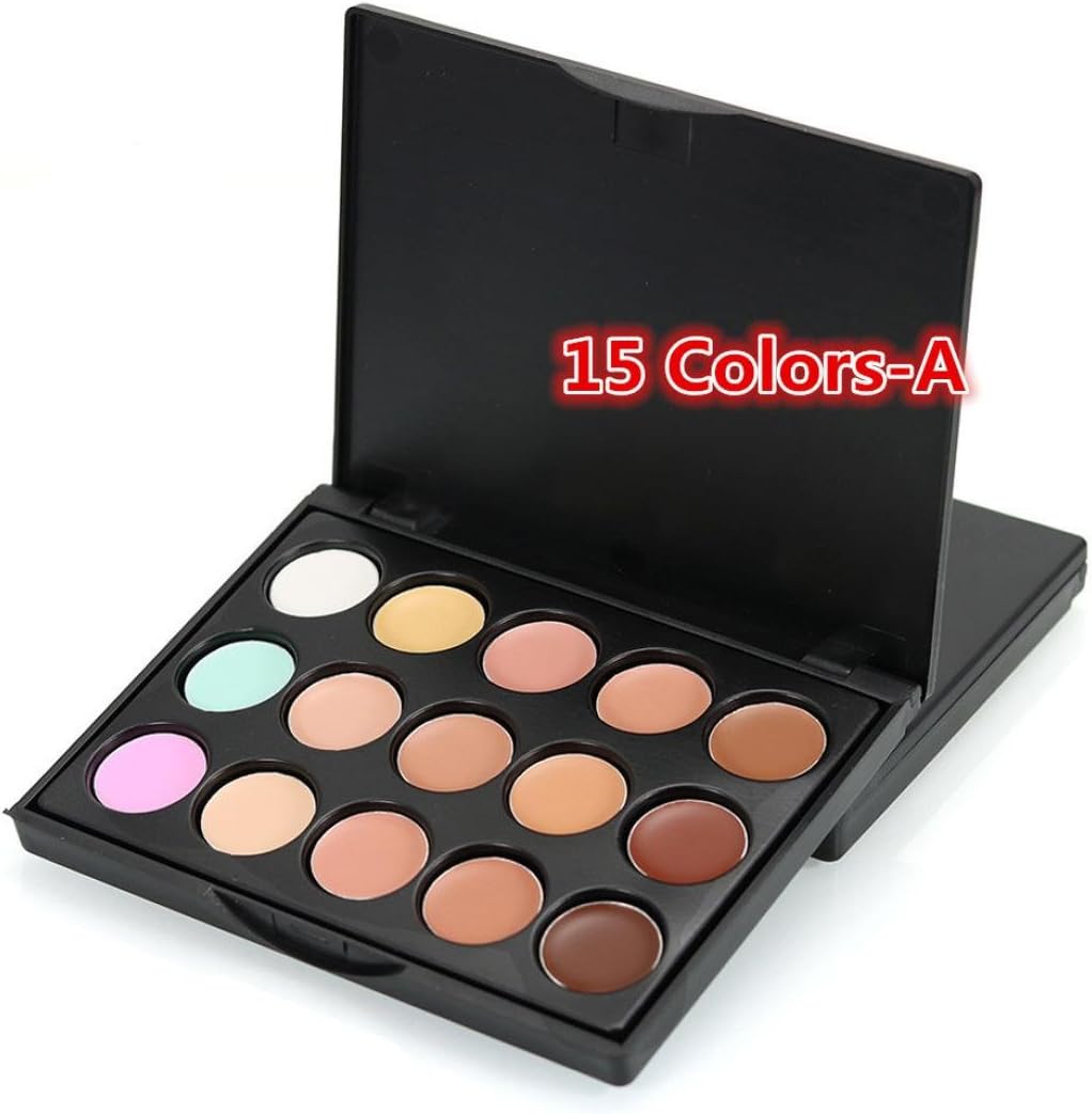 wuayi Face Concealer Camouflage Cream Contour Palette Reduce Facial Oily MIni 15 Colors (A)