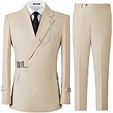 CYANDUSTY Men's 2 Piece Slim Fit Suit with Metal Clasp Suits for Men Casual Business Wedding Tuxedo