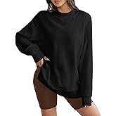 DittyandVibe Women's Long Oversized Sweatshirts Mock Neck Pullover Long Sleeve Side Split Tops with Pocket