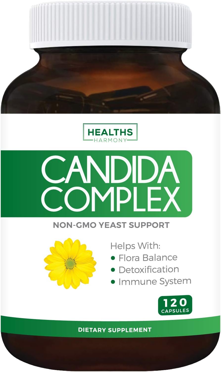 Candida Complex - 120 Capsules (Non-GMO) Extra Strength - Powerful Yeast & Intestinal Flora Support with Caprylic Acid, Oregano Oil and Probiotics - Support Supplement: Health & Personal Care