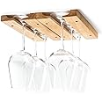 Fox Run Mounted Under-Cabinet Wooden Wine Glass Holder Rack, 11 x 7 x 0.75 inches, Brown