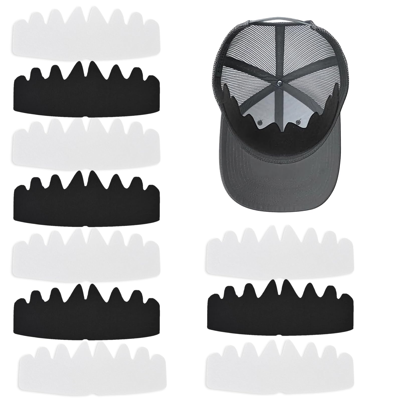 Photo 1 of 10 PCS Baseball Caps Inserts, Flexible Washable Reusable Hat Sweat Liner, Hat Liners Sweat Protection, Hat Shaper Insert, Hat Stiffener, Baseball Cap Sweat Liner (Black & White)