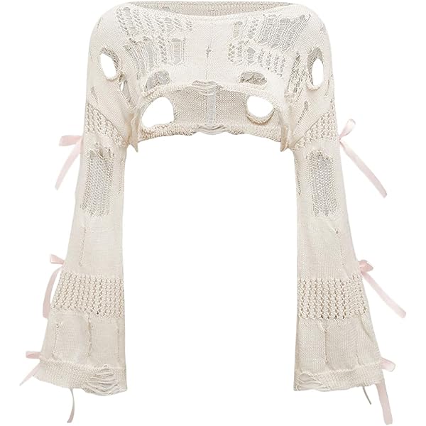 トップス knuthmarfembroidery sheer Uneck pullover Women's Chunky Knit Off Shoulder Sweater Casual Long Sleeve