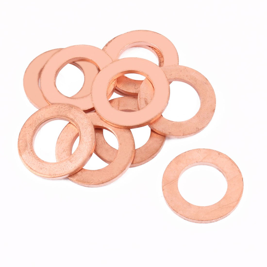 Sourcingmap 10pcs 24mm x 14mm x 2mm Flat Ring Copper Crush Washer Sealing Gasket Fastener