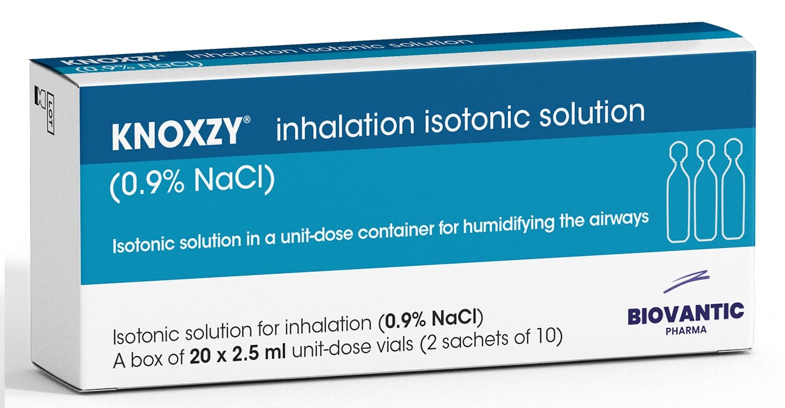 KNOXZY Isotonic Saline Solution 0.9% - Sodium Chloride NaCl - Inhalation Saline Solution – 20 X 2.5 ml Unit Dose Vials