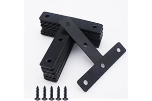 Joyangy 20pcs T Flat Shape Braces Corner Bracket, 80x80 mm Decorative Corner Brackets Mending Plate, Stainless Steel T-Shaped Bracket for Wood Furniture Fixing