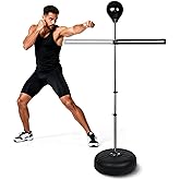 INNOLIFE Adjustable Freestanding Boxing Bag for Adults, Cobra Bag Punching Trainer with Speed Bag Stand, Boxing Equipment for Home Gym Training, Black