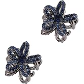 MILISTEN 2Pcs Mini Hair Claw Clip, Rhinestone Non Slip Jaw Clips, Flower Shape Hair Accessories For Women Girls