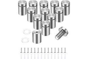 uxcell 12 Pcs 3/4" x 1-1/5" Standoff Screws Stainless Steel Wall Mount Sign Mounting Hardware Kit with 14pcs Screws for Hangi