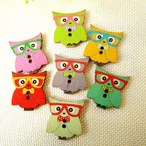 Meritina owl shape Mixed Random Wooden Buttons DIY Decorative Brooch Accessories for Craft Sewing Scrapbooking (25pcs)