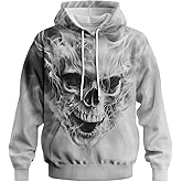 GHUALURU Men's Casual Skull Hoodies Sweatshirt Vintage Graphic Pullover Long Sleeve with Pocket