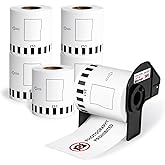 6 Rolls DK-2251 Replace for Brother DK2251 (2-3/7" x 50') Black/Red Continuous Length Labels White Paper Tape, 2.4in x 50ft Use for Brother QL-800, QL-810W, QL-820NWB Printers