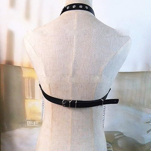 Women's Punk Waist Belt Body Chain Faux Leather Harness Adjustable