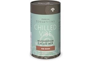 PURICA Zensations Chilled Vibe 150g, Red Reishi Mushroom & Cacao Mix, Organic Chocolate Drink Powder with Polysaccharides, 30