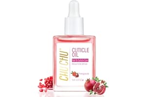 CHUCHU Organic Cuticle Oil for Nails: Pomegranate Jojoba Nail Oil with Vitamin B & E - Moisturizes Repairs and Promotes Nail Growth - Prevents Dryness Hangnails and Chapped Skin 15ML