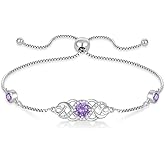 Lwsary Infinity Celtic Knot Bracelet 925 Sterling Silver Birthstone Bracelet Irish Jewelry for Women