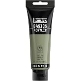 Liquitex BASICS Acrylic Paint, 4-oz Tube, Green Gray | Medium Viscosity, Satin Finish, Lightfast, Fine Art Pigments, Range of Opacities, Easy Blending