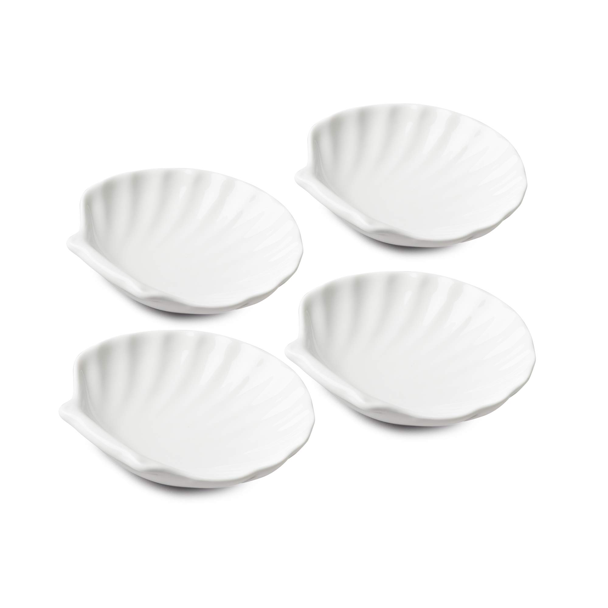 WM Bartleet & Sons 1750 TSET113 Traditional Porcelain Set of 4 Shell Design Serving Dishes 7.5cm – White