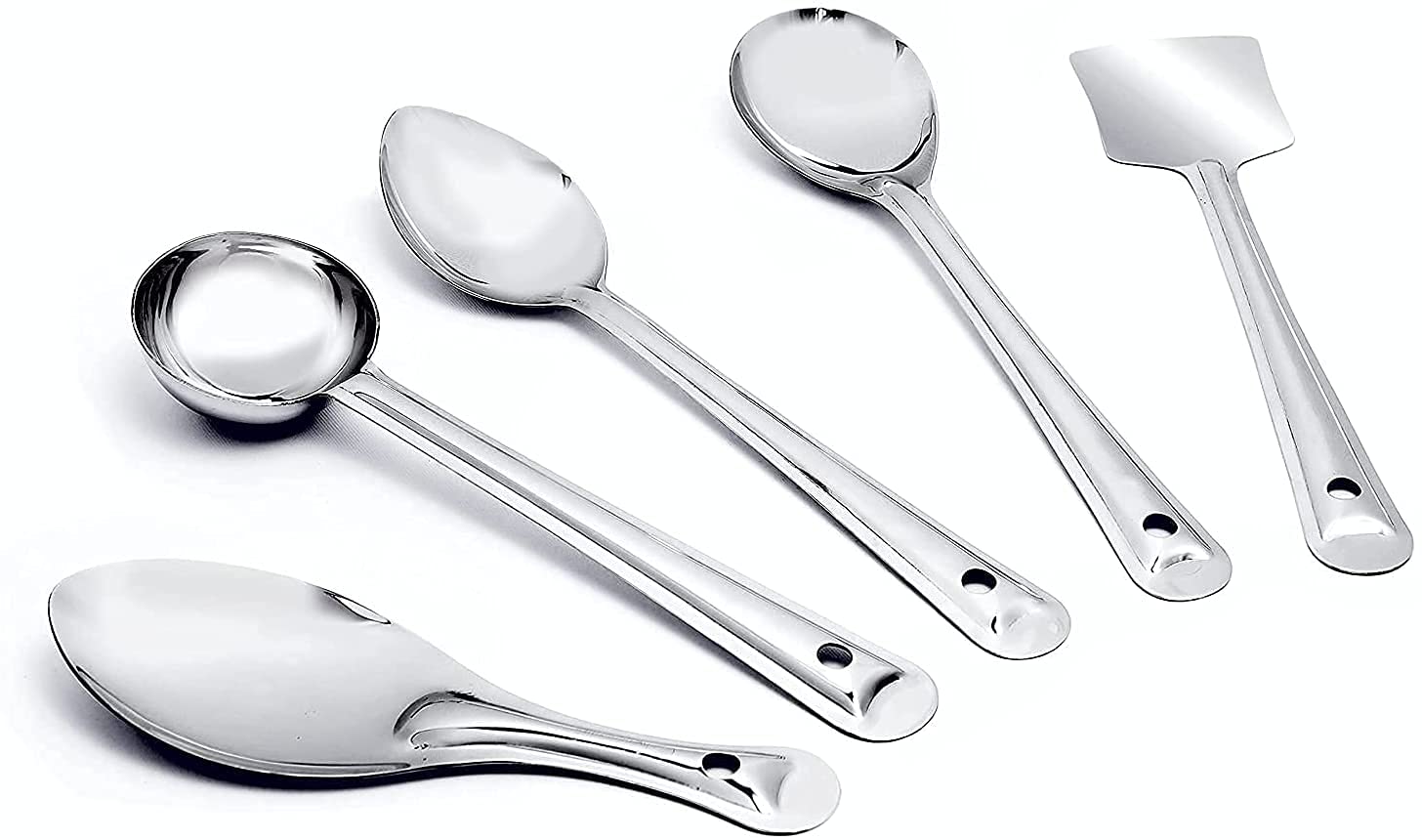 Buy VARNI SHOPPER™ Combo of 5 Pcs Stainless Steel Ladles/Chamcha Set