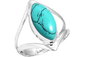 Natural Gemstone Ring For Women Garnet, Tiger Eye, Amber, Lapis Marquise Boho Genuine 925 Sterling Silver Handmade Jewelry