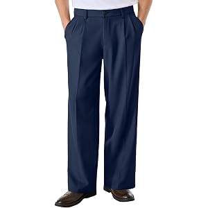 Comdecevis Men's Pleated Wide Leg Relaxed Fit Dress Pants | Breathable fabric, elastic waist, soft feel, business slacks, vin