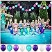 Mermaid Party Decorations Supplies Paper Pom Poms Lanterns Purple Balloons for Birthday Party,Festival,Baby Shower,Bridal Shower
