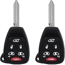 ECCPP 2-Pack Uncut Key Fob Replacement For Dodge Journey, Charger, Chrysler 300 - 3 Button Remote 433MHz