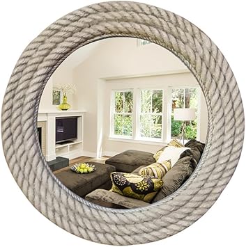 Guowei Spiegel Kreisformig Harz Eingerahmt An Der Wand Montiert Badezimmer Dekoration Bilden Grau Farbe Grau Grosse 49 5x36cm Amazon De Kuche Haushalt