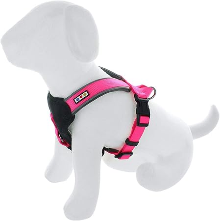 pink reflective dog harness