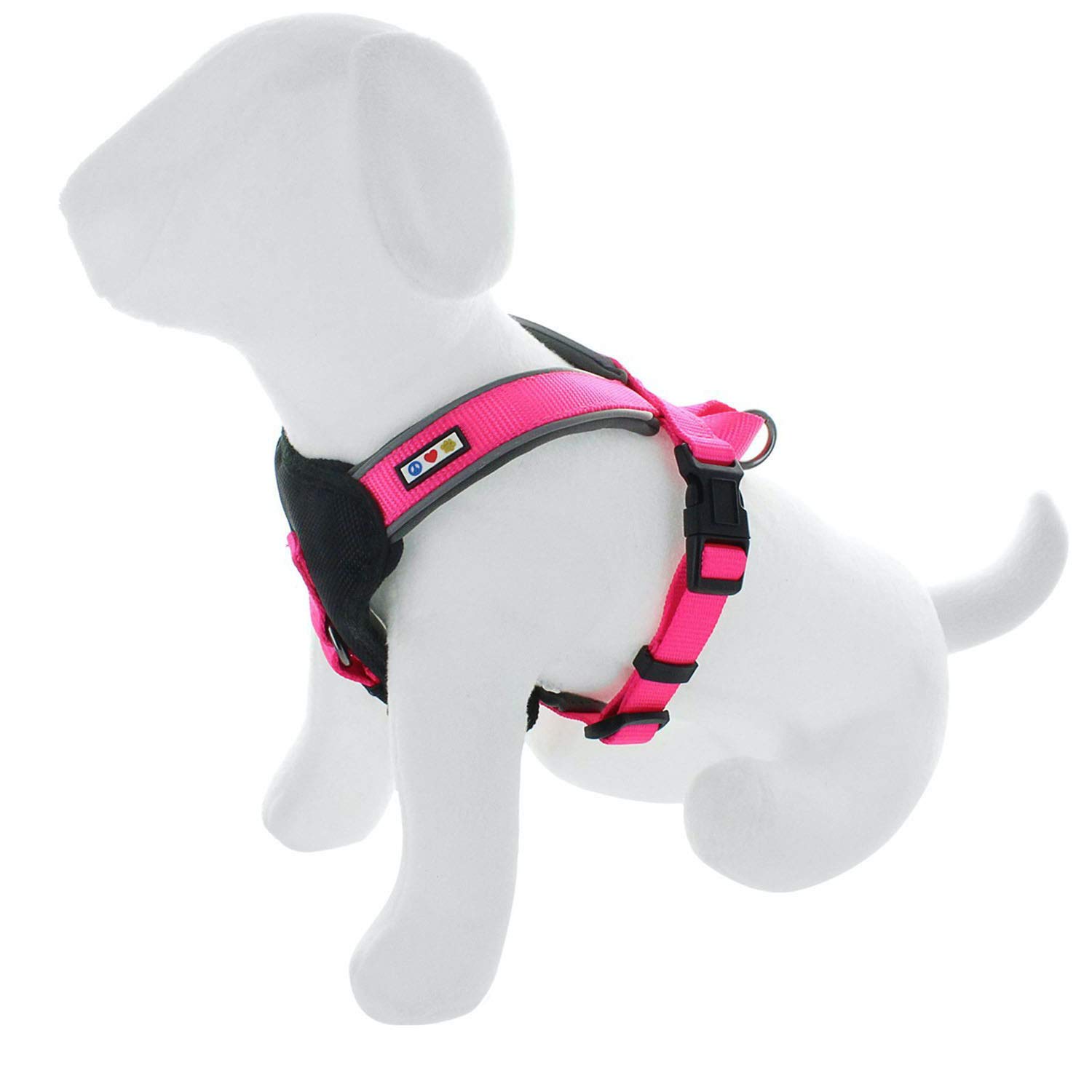 Pawtitas Pet Accessories Adjustable Padded Reflective Dog Harness, Step In Or Vest Harness, Comfort Control Walk, Puppy Trainer, Reduces Pull Tugging, Choking L Large Pink