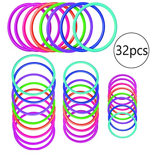 HRLORKC Plastic Ring Toss Game Set Rings for Ring Toss for Kids Outdoor Games Plastic Carnival Rings Carnival Games for Carnival Party and Parent-Child Games (32 pcs)