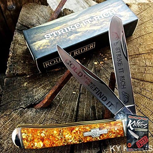 RoughRider Gold Flake Trapper Celluloid Handle Folding Pocket Elite Knife RR1424 + free eBook by ProTactical'US