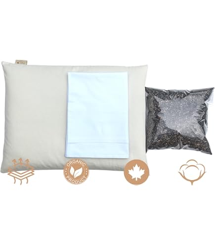 Beans72 Organic Buckwheat Pillow – Queen Size (20x30) – Made In USA, Hypoallergenic & Cooling