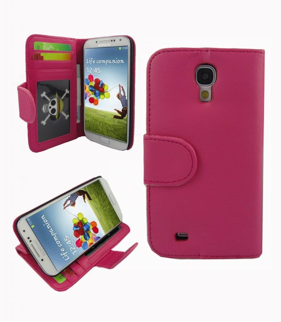 Hanicase (TM) PU leather Wallet PU Leather Case Card Holder Flip Case Cover for Samsung Galaxy S4 i9500 Galaxy S4 Hotpink Samsung Galaxy S4 Covert Branded Purse Wallet PU Leather Case