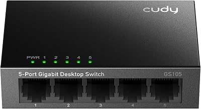Cudy GS105 5-Port Gigabit Ethernet Switch 1000Mbps Unmanaged Plug Play Metal