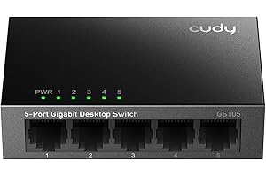 Cudy 5-Port Gigabit Unmanaged Ethernet Switch, 5 10/100/1000Mbps RJ45 Ports, Desktop or Wall Mount, 802.3az Energy Saving, Plug & Play, Fanless Metal Design, GS105