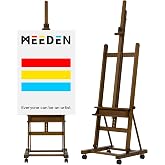 MEEDEN Adjustable H Frame Art Easel: Easel Stand for Painting and Display | Floor Easel for Drawing, Heavy Duty Beech Wood Hold Canvas up to 146", 4 Wheels &amp; Storage Tray - Professional for Studio
