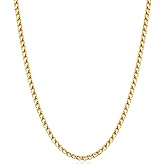 Fiusem 14K Gold Plated Wheat Chain Necklace for Men, 2/2.5/3/4/5mm Stainless Steel Necklace Chains for Men and Women 16-28 Inch